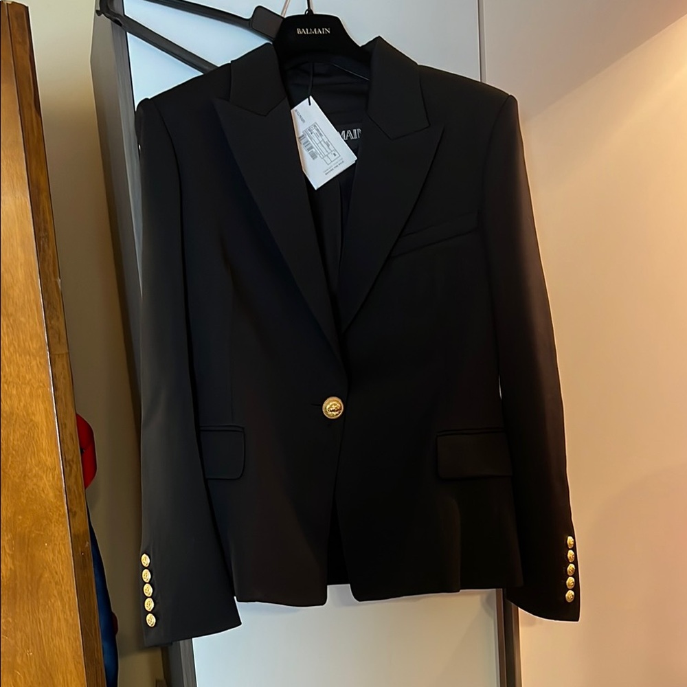 Balmain Black One Button  Women's Blazer